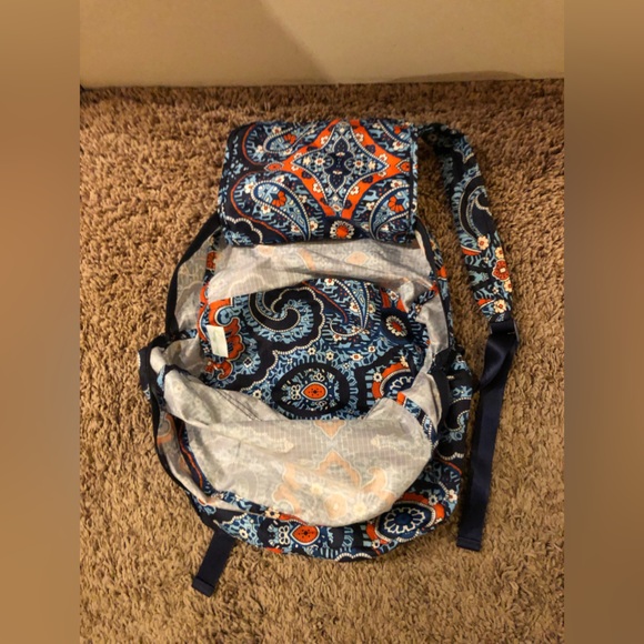 Vera Bradley Blue and Orange Paisley Backpack - Picture 10 of 16